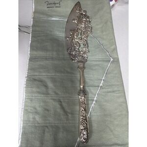 Hollow Handle Fish Floral‎ Silverplate Large Serving Knife 11.5